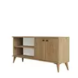 TV-taso, Tammi, 100% Melamiinipinnoitettu Lastulevy, 138x60x29,5 cm, Useita Hyllyjä, Kiinnitettävä Seinäkiinnitys - TV-tasot - 8683342214452 - 4