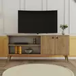TV-taso, Tammi, 100% Melamiinipinnoitettu Lastulevy, 138x60x29,5 cm, Useita Hyllyjä, Kiinnitettävä Seinäkiinnitys - TV-tasot - 8683342214452 - 2