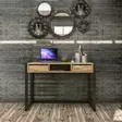 Atlantic Pine Black Study Desk - 100% Melamiini, 18 mm, 2 Vetolaatikkoa, 105x77x55 cm, Metallirunko, Kiinnitettävä Seinä - Työpöydät - 8681875826302 - 3