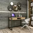 Atlantic Pine Black Study Desk - 100% Melamiini, 18 mm, 2 Vetolaatikkoa, 105x77x55 cm, Metallirunko, Kiinnitettävä Seinä - Työpöydät - 8681875826302 - 4
