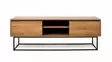 TV-taso, 140x50x40 cm, Pähkinä/Musta, 100% Melamiinipinnoitettu, Metallijalat, 2 Vetolaatikkoa, Useita Hyllyjä - TV-tasot - 8681875391282 - 2