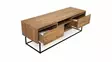 TV-taso, 140x50x40 cm, Pähkinä/Musta, 100% Melamiinipinnoitettu, Metallijalat, 2 Vetolaatikkoa, Useita Hyllyjä - TV-tasot - 8681875391282 - 3