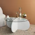 Valkoinen sohvapöytä - 100% Karkaistu Lasi, Melamiinipinnoitettu Runkolevy, 18mm, 75x35x75cm, Yksi Paketti - Sohvapöydät - 8683342746892 - 1