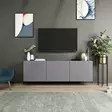 Skandinaavinen TV-taso, Anthracite, 100% Melamiinipinnoitettu, 150x44x31 cm, Useita Hyllyjä, Seinään Kiinnitettävä - TV-tasot - 8683743316182 - 2