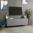 Skandinaavinen TV-taso, Anthracite, 100% Melamiinipinnoitettu, 150x44x31 cm, Useita Hyllyjä, Seinään Kiinnitettävä - TV-tasot - 8683743316182 - 3