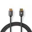 High Speed HDMI Kaapeli Ethernet | HDMI liitin | HDMI liitin | 4K@60Hz | ARC | 18 Gbps | 3.00 m | Pyöreä | Puuvilla | Gun Metal Harmaa | Laatikko kannella ja ikkunalla - HDMI-kaapelit - 5412810318902 - 1