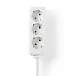 Jatkojohto | Maadoitettu virtaliitin / Tyyppi F (CEE 7/7) | 3-suuntainen | 1.50 m | 3680 W | 16 A | Maadoituksen tyyppi: Sivukontaktit | 230 V AC 50/60 Hz | Pistokannan kulma: 45 ° | H05VV-F 3G1.5mm² | Valkoinen - Jatkojohdot - 5412810290642 - 1