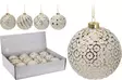 Kuusenpallo 8cm lasia valkoinen-kulta - Joulukoristeet ja -tekstiilit - 8711295408472 - 1
