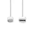 Lightning Kaapeli | USB 2.0 | Apple Lightning 8-Pin | USB-A Uros | 480 Mbps | Niklattu | 2.00 m | Pyöreä | PVC | Valkoinen | Label - Nedis tuotteet - 5412810421022 - 10