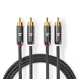 Stereoäänikaapeli | 2x RCA uros | 2x RCA uros | Kullattu | 2.00 m | Pyöreä | Gun Metal Harmaa / Harmaa | Laatikko kannella ja ikkunalla - Audiokaapelit - 5412810318742 - 1