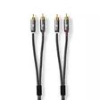 Stereoäänikaapeli | 2x RCA uros | 2x RCA uros | Kullattu | 2.00 m | Pyöreä | Gun Metal Harmaa / Harmaa | Laatikko kannella ja ikkunalla - Audiokaapelit - 5412810318742 - 31