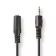 Stereoäänikaapeli | 3.5 mm uros | 3.5 mm naaras | Niklattu | 5.00 m | Pyöreä | Musta | Panta - Audiokaapelit - 5412810324552 - 1