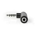 Stereoäänisovitin | 3.5 mm uros | 3.5 mm naaras | Niklattu | Kulma, 90 ° | Metalli | Musta | 10 kpl | Muovipussi - Audioadapterit - 5412810323852 - 10