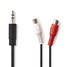 Stereoäänikaapeli | 3.5 mm uros | 2x RCA Naaras | Niklattu | 0.20 m | Pyöreä | Laatikko - Audiokaapelit - 5412810288182 - 3
