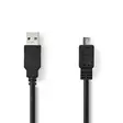 USB kaapeli | USB 2.0 | USB-A Uros | USB Micro-B Uros | 480 Mbps | Niklattu | 1.00 m | Pyöreä | PVC | Musta | Laatikko - Tietokone ja verkko - 5412810288892 - 1