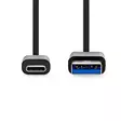 USB kaapeli | USB 3.2 Gen 1 | USB-A Uros | USB-C Uros | 15 W | 5 Gbps | Niklattu | 1.00 m | Pyöreä | PVC | Musta | Label - Tietokone ja verkko - 5412810421992 - 10