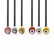 Komposiittivideokaapeli | 3x RCA uros | 3x RCA naaras | Niklattu | 480p | 2.00 m | Pyöreä | PVC | Musta | Label - Nedis tuotteet - 5412810426652 - 10