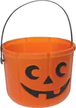 Halloween kurpitsaämpäri oranssi 18x14cm kevyt muovi musta kahva lasten karkkikori juhlaan -  - 19-19-8721037605472 - 1