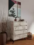Ephesus Marble Lipasto - 4 Vetolaatikkoa, Useita Hyllyjä, 100% Melamiinipinnoitettu, 70x86x40 cm, Kiinnitettävä Seinäkiinnitys - Lipastot ja senkit - 8684283031382 - 3