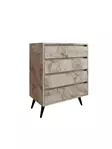 Ephesus Marble Lipasto - 4 Vetolaatikkoa, Useita Hyllyjä, 100% Melamiinipinnoitettu, 70x86x40 cm, Kiinnitettävä Seinäkiinnitys - Lipastot ja senkit - 8684283031382 - 1