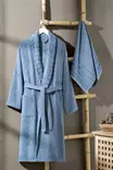 Indigo Sininen Kylpytakkisetti - 100% Puuvillaa, L/XL, Konepestävä 30 °C, Sisältää Käsipyyhkeen 50x90 cm - Pyyhkeet ja kylpytakit - 8684283617142 - 1