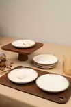 Kakkuastiasto 6-osainen - Kermansävyinen Posliini - Astianpesukone- ja Mikroaaltouuninkestävä - 15x15 cm - Tarjoiluastiat - 8684283203482 - 2