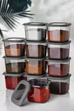 Keittiötarvikkeet: 12-osainen Säilytyslaatikko Setti, 100% Muovi, BPA-vapaa, Anthracite, 10x10x9,5 cm, 500 ml - Eväsrasiat ja ruoansäilytysastiat - 8683743185092 - 2