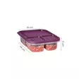 Keittiötarvikkeet: 4-osainen Säilytyslaatikko, 100% Muovi, BPA-vapaa, Konepestävä, Koko 15x24x5 cm, Väri: Violetti - Eväsrasiat ja ruoansäilytysastiat - 8684282831952 - 1