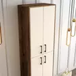 Kenkäkaappi, Huonekalut, Pähkinä-Kerma, 100% Melamiinipinnoitettu Lastulevy, 60x200x35 cm, Useita Hyllyjä, Seinäkiinnitys - Kenkäkaapit - 8683342170192 - 5