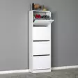 Kenkäkaappi Valkoinen 100% Melamiinipinnoitettu Lastulevy 4 Vetolaatikkoa 51x157x26 cm Seinäkiinnitys Mahdollisuus - Kenkäkaapit - 8682870658172 - 3