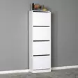 Kenkäkaappi Valkoinen 100% Melamiinipinnoitettu Lastulevy 4 Vetolaatikkoa 51x157x26 cm Seinäkiinnitys Mahdollisuus - Kenkäkaapit - 8682870658172 - 2