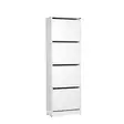 Kenkäkaappi Valkoinen 100% Melamiinipinnoitettu Lastulevy 4 Vetolaatikkoa 51x157x26 cm Seinäkiinnitys Mahdollisuus - Kenkäkaapit - 8682870658172 - 4