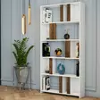 Kirjahylly - Moderni Valkoinen Pähkinä, 100% Melamiinipinnoitettu, 90x180x20 cm, Useita Hyllyjä, Seinäkiinnitys - Kirjahyllyt - 8683342169752 - 2
