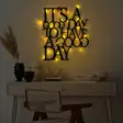 Koristeellinen Metallinen Seinäkoriste, Musta, 70x61 cm, Helppo Asennus, LED-valot, Tyylikäs Sisustusratkaisu - Koristeet, koriste-esineet - 8684282635192 - 3