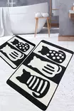 Kylpyhuonematto Setti 2 kpl - Monivärinen, 100% Polyesteri, Antibakteerinen, Liukumaton, 60x100 cm & 50x60 cm - Kylpyhuonematot ja kosteantilan matot - 8683342965002 - 1