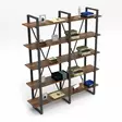 Moderni ja innovatiivinen kirjahylly, 154,8x180x34 cm, 100% melamiinipinnoitettu lastulevy, metallijalat, pähkinäpuu - Kirjahyllyt - 8683342404402 - 7