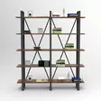 Moderni ja innovatiivinen kirjahylly, 154,8x180x34 cm, 100% melamiinipinnoitettu lastulevy, metallijalat, pähkinäpuu - Kirjahyllyt - 8683342404402 - 6