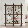 Moderni ja innovatiivinen kirjahylly, 154,8x180x34 cm, 100% melamiinipinnoitettu lastulevy, metallijalat, pähkinäpuu - Kirjahyllyt - 8683342404402 - 4