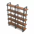 Moderni ja innovatiivinen kirjahylly, 154,8x180x34 cm, 100% melamiinipinnoitettu lastulevy, metallijalat, pähkinäpuu - Kirjahyllyt - 8683342404402 - 1