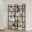 Moderni ja innovatiivinen kirjahylly, 154,8x180x34 cm, 100% melamiinipinnoitettu lastulevy, metallijalat, pähkinäpuu - Kirjahyllyt - 8683342404402 - 2