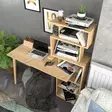 Moderni ja tyylikäs opiskelupöytä - 100% melamiinipinnoitettu lastulevy, 18mm, 133x55x146,4cm, tammi, kestävä ja tilava - Työpöydät - 8683743118182 - 4
