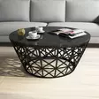 Moderni Marmori Sohvapöytä - Musta, 90x90x38 cm, 100% Melamiinipinnoitettu Lastulevy, 18 mm, Metallirunko - Sohvapöydät - 8681875827842 - 2