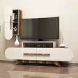 Moderni TV-taso, Pähkinä-Kerma, 100% Melamiinipinnoitettu, 145x49,8x36,8 cm, Useita Hyllyjä, Kiinnitettävä Seinään - TV-tasot - 8681875184792 - 2