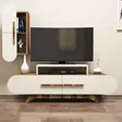Moderni TV-taso, Pähkinä-Kerma, 100% Melamiinipinnoitettu, 145x49,8x36,8 cm, Useita Hyllyjä, Kiinnitettävä Seinään - TV-tasot - 8681875184792 - 3