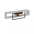 Moderni TV-taso, Valkoinen/Musta/Tammi, 100% Melamiinipinnoitettu, 149,4x40,2x35,2 cm, Useita Hyllyjä, Kiinnitettävä Seinäälle - TV-tasot - 8681875670332 - 4