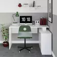 Moderni Valkoinen Opiskelupöytä - 100% Melamiinipinnoitettu Lastulevy, Useita Hyllyjä, Kiinnitettävä Seinään, 130x74x60 cm - Työpöydät - 8681181622872 - 2