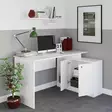 Moderni Valkoinen Opiskelupöytä - 100% Melamiinipinnoitettu Lastulevy, Useita Hyllyjä, Kiinnitettävä Seinään, 130x74x60 cm - Työpöydät - 8681181622872 - 4
