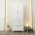 Monikäyttöinen Kaappi - Valkoinen, 100% Melamiinipinnoitettu, 60x163,6x31,5 cm, Useita Hyllyjä, Seinään Kiinnitettävä - Kaapit ja lipastot - 8681181980682 - 3
