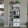 Monikäyttöinen Kaappi - Valkoinen, 100% Melamiinipinnoitettu E1 Laatu, 18mm, 90x198,6x40cm, 4 Pakettia - Kaapit ja lipastot - 8684282480952 - 5