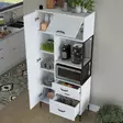 Monikäyttöinen Kaappi - Valkoinen, 100% Melamiinipinnoitettu E1 Laatu, 18mm, 90x198,6x40cm, 4 Pakettia - Kaapit ja lipastot - 8684282480952 - 7